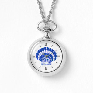 Montre Coquille de pétoncle - bleu cobalt et blanc