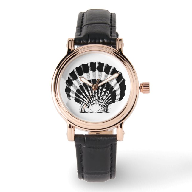 Montre Coquille de pétoncle - noir et blanc (Recto)