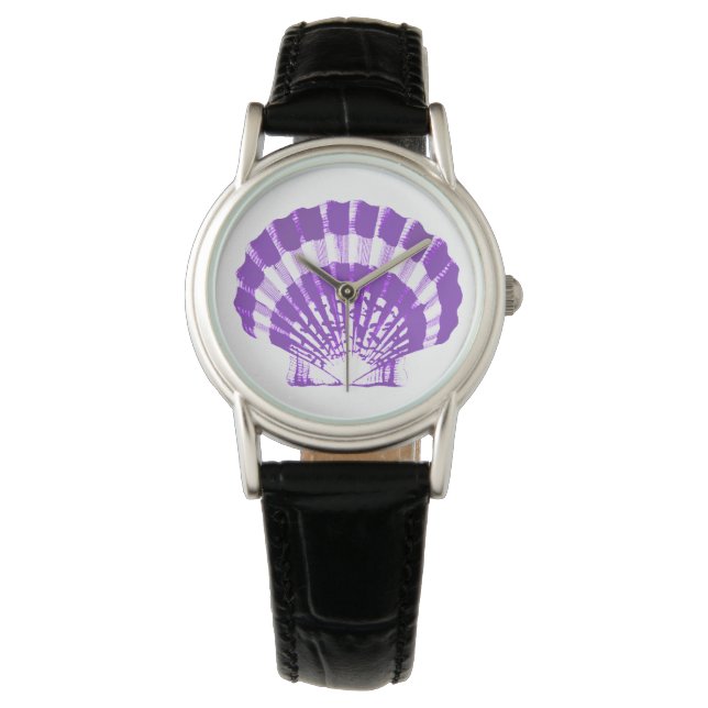 Montre Coquille de pétoncle - violet et blanc (devant)