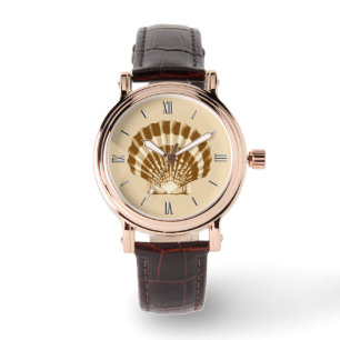 Montre Coquille de St Jacques - marron et beige