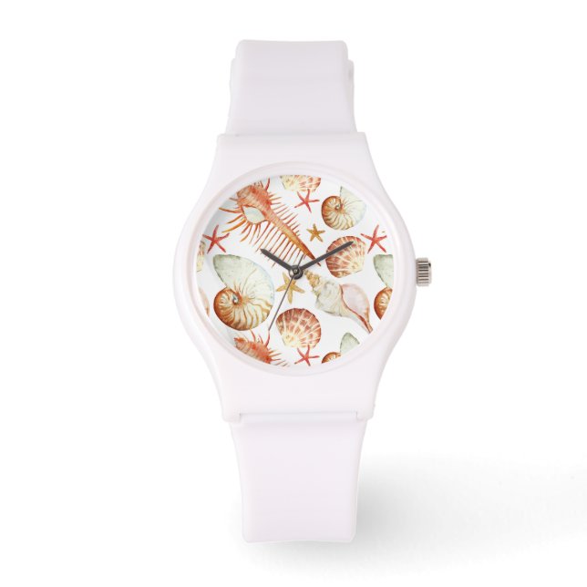 Montre Corail Avec Coques Et Crabes Motif (Recto)
