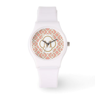 Montre Corail et Quatrefoil d'or monogramme marocain