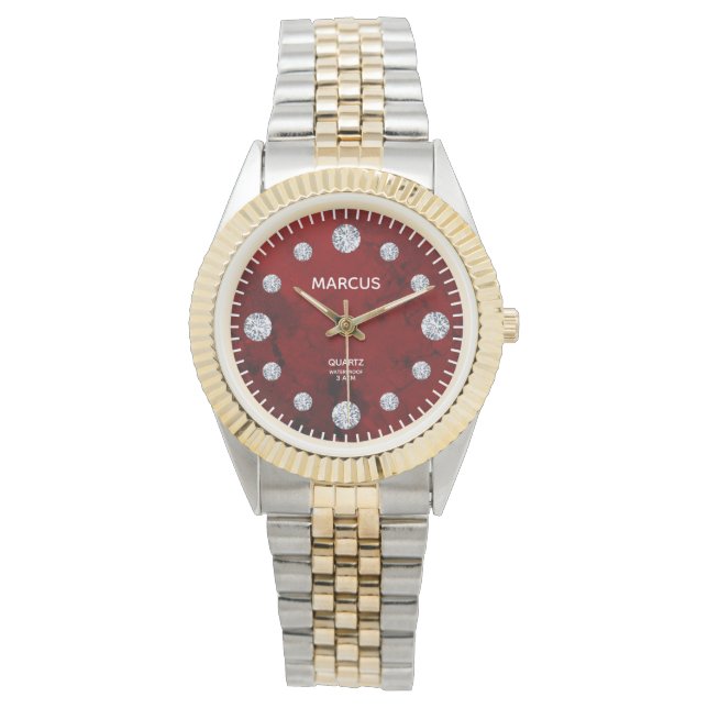 Montre Coral rouge Dial Dial Nom personnalisé Cadeau (devant)