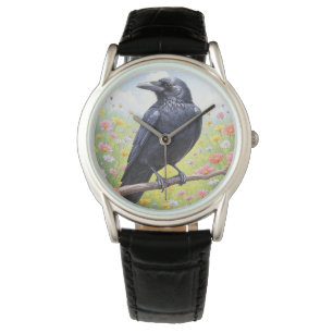 Montre Corbeau noir Corbeau Floral