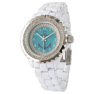 Montre Corde blanche marine et Ancre marine sur mesure