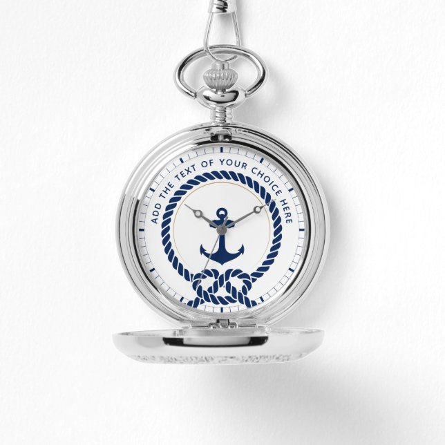 Montre Corde et Ancre nautiques modernes Poche texte pers (Recto)