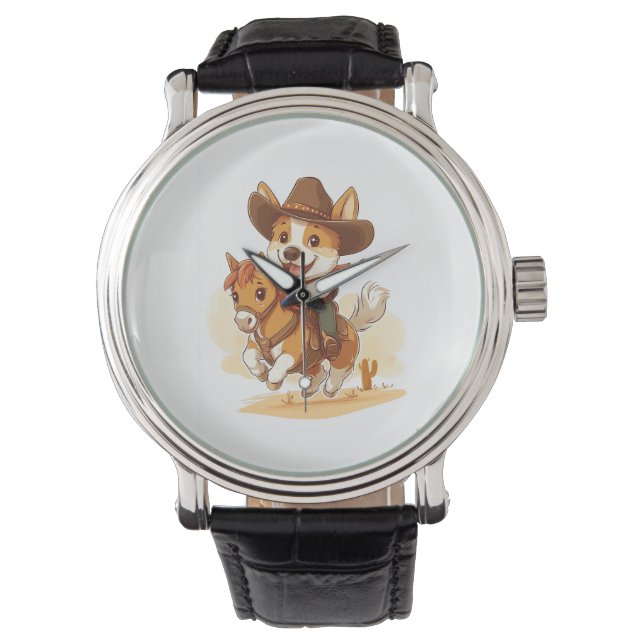 Montre Corgi Cowboy � Chien de Rodéo Occidental (devant)