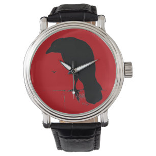 Montre Corneilles rouges de Ravens de Raven de noir
