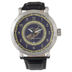 Montre Cornet ~ Scroll musical ~ Gold/Navy Blue ~