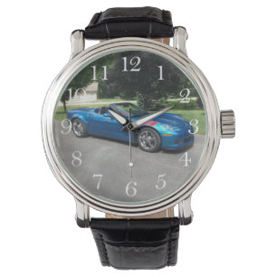 Montre Corvette bleue avec Red Rally Racing Stripe Photo