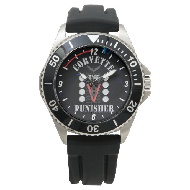 Montre Corvette V8 Punisher Black/Blue Watch (devant)
