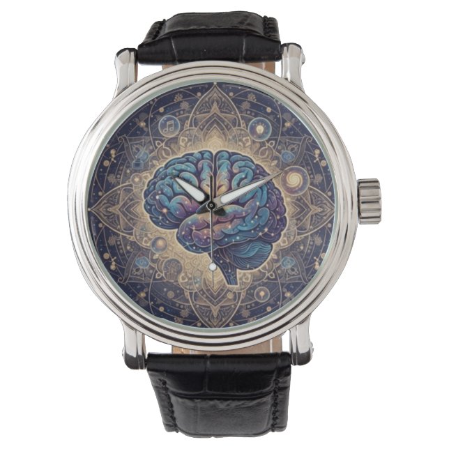 Montre Cosmic Mind Mandala – Abstract Brain Art (devant)