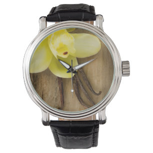 Montre Cosses et fleur de vanille au-dessus d'arrière -