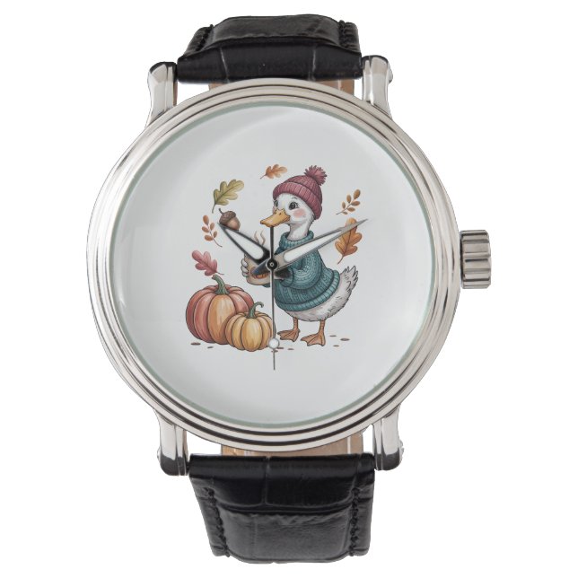 Montre Cosy Citrouille Café Goose Fall Art (devant)