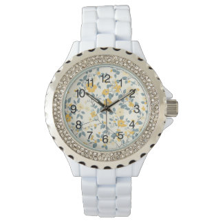 Montre Cottage de campagne jaune Floral