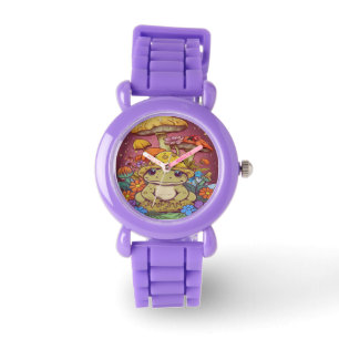 Montre Cottagecore Fleurs de grenouilles Champignons