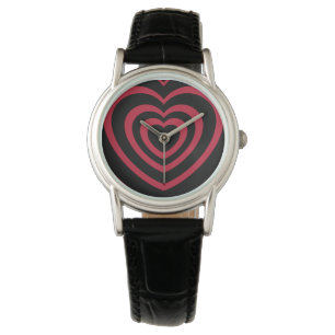 Montre Couche rouge et noir Coeur esthétique