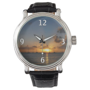 Montre Coucher de soleil avec voiliers Paysage tropical P