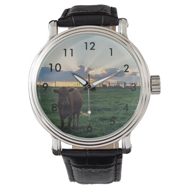 Montre Coucher de soleil dans une ferme bovine (devant)
