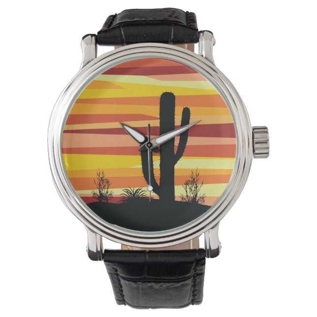 Montre Coucher de soleil géométrique dans le désert (devant)