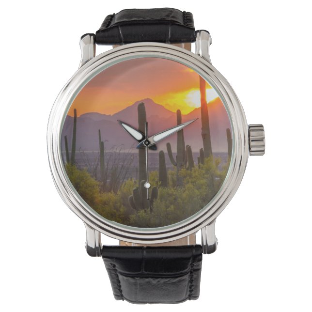 Montre Coucher de soleil sur cactus du désert, Arizona (devant)