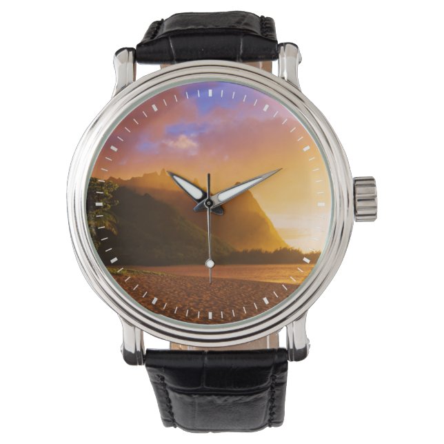 Montre Coucher de soleil sur la plage dorée, Hawaï (devant)