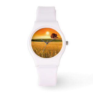 Montre Coucher du soleil rouge sang