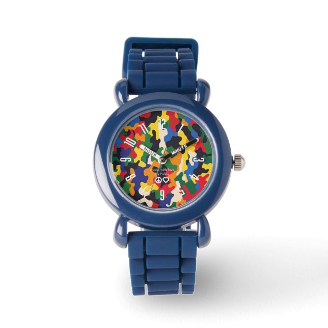 Montre couleur Camo bleu PickleKids™ (Recto)