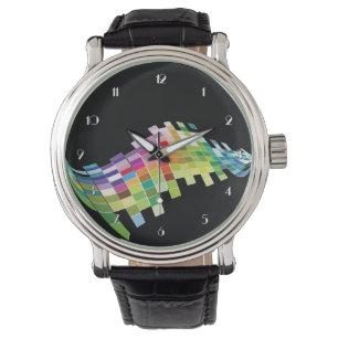 Montre Couleur Cube Pixels Black Wrist Watch