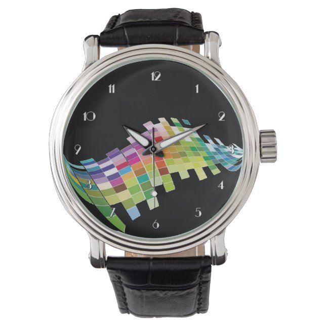 Montre Couleur Cube Pixels Black Wrist Watch (devant)