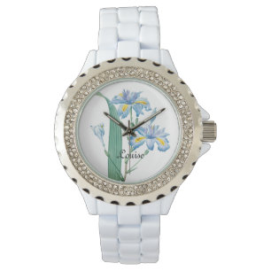 Montre Couleur d'aquarelle de la fleur de printemps bleue