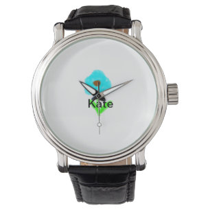 Montre Couleur d'eau bleu vert ajouter votre nom texte pe