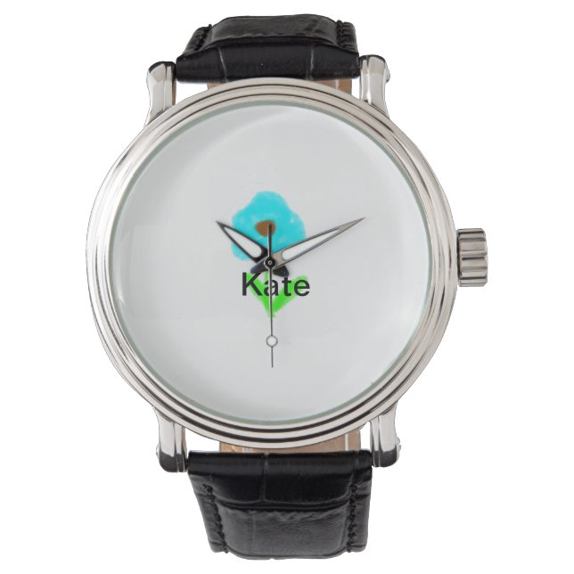 Montre Couleur d'eau bleu vert ajouter votre nom texte pe (devant)