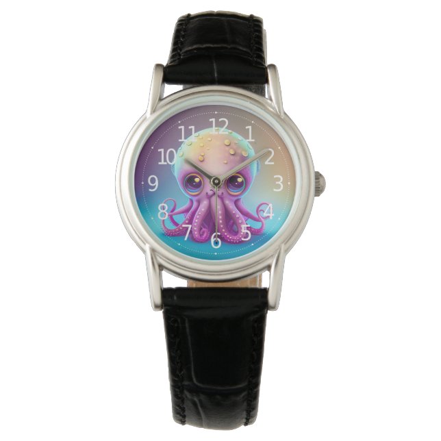 Montre Couleur mignonne violet octopus Alien | (devant)
