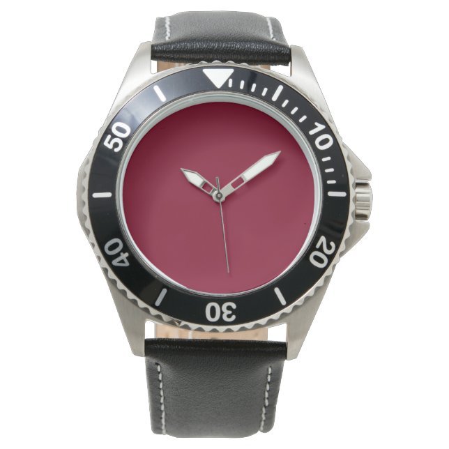 Montre Couleur solide bordeaux (devant)