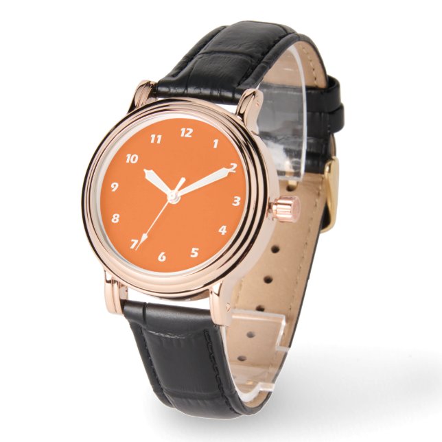 Montre Couleur solide de tigre orange (Angle)