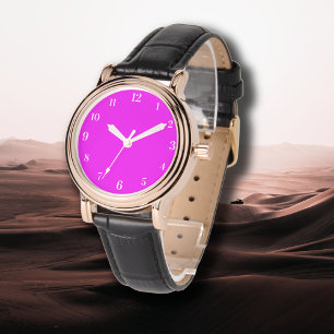 Montre Couleur solide Fuchsia   Classic Elegant