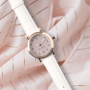 Montre Couleur solide rose foncé Nom personnalisé