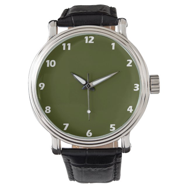 Montre Couleur solide vert olive foncé (devant)