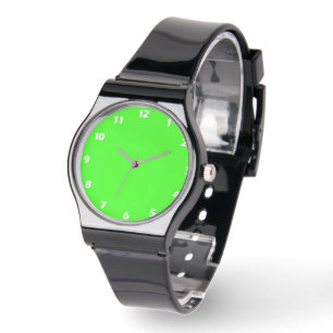 Montre Couleur solide verte néon