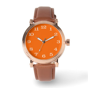 Montre couleur uni blanc néon orange