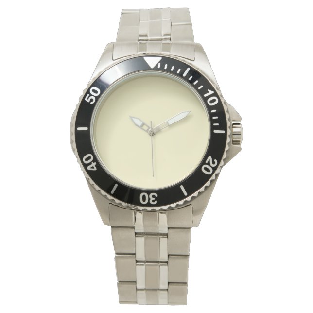Montre Couleur uni jaune pastel | Classique | Élégant (devant)