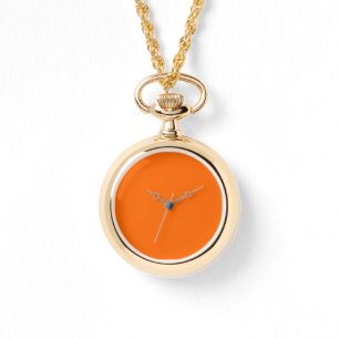 Montre Couleur unie orange du coucher de soleil néon Cl