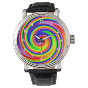 Montre Couleurs arc-en-ciel tourbillonnant Flot spiral co