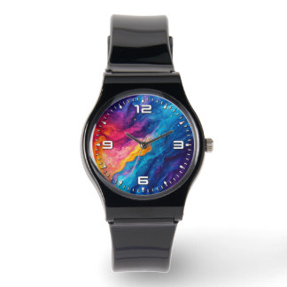 Montre Couleurs de peinture acrylique arc-en-ciel abstrai