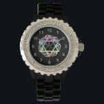 Montre Couleurs des étoiles juives<br><div class="desc">Etoile juive aux couleurs pastel sur le tatouage de flamme parfait pour les vacances hébraïques, passover, hanoukka ou Rosh hoshanah.</div>
