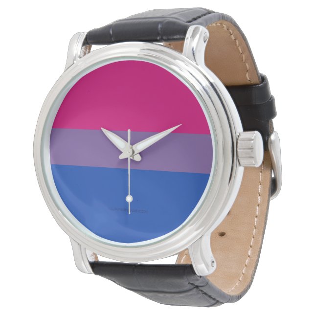 Montre Couleurs du drapeau de fierté bisexuel de Slippery (Incliné)