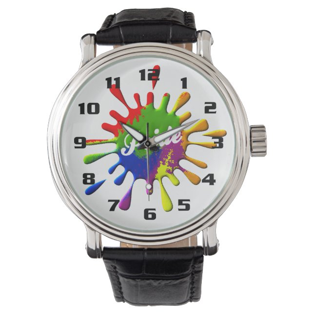 Montre Couleurs du drapeau de la fierté gay éclaboussures (devant)