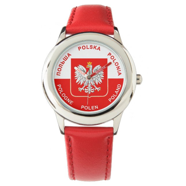 Montre Couleurs du drapeau polonais avec aigle blanc (devant)