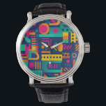 Montre Couleurs néon Abstraites et formes bohèmes géométr<br><div class="desc">Motif urbain et géométrique unique avec des couleurs audacieuses et une ambiance joyeuse.</div>